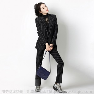 明星迪丽热巴同款条纹小西装套装女2020新款春秋韩版休闲西服外套
