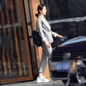 明星刘诗诗同款西装套装女小香风韩版休闲灰色西服九分裤两件套