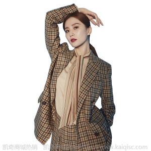 明星刘诗诗同款衣服韩版炸街格子西装套装女秋季西服微喇裤两件套