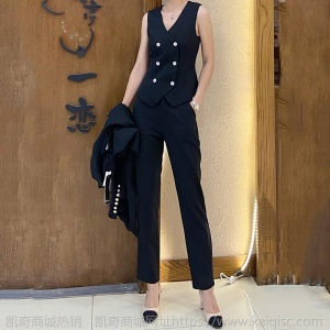 明星王子文同款小香风白色西装套装女春夏时尚气质西服马甲三件套
