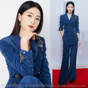 明星同款灯芯绒西装套装女韩版气质春秋时尚显瘦西服微喇裤两件套