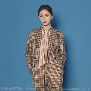 明星刘诗诗同款衣服韩版炸街格子西装套装女秋季西服微喇裤两件套
