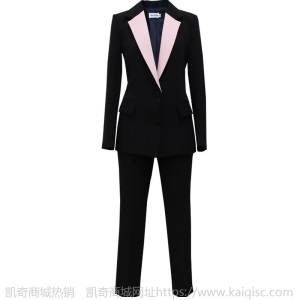 明星刘亦菲同款2020春秋职业西装套装女时尚拼接西服九分裤两件套