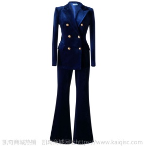 明星同款2020秋冬新款金丝绒西装套装女时尚气质显瘦小西服两件套
