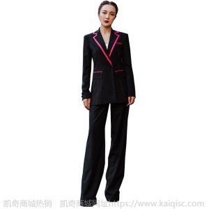 明星同款英伦风黑色西装套装女士气质拼接帅气韩版西服外套两件套