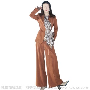 明星同款焦糖色西装套装女2020新品韩版职业装女阔腿裤时尚两件套