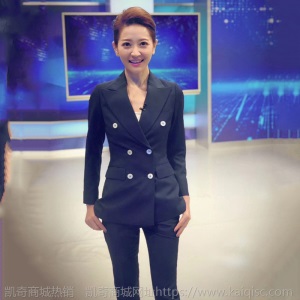 明星万茜同款西装套装女秋气质女神范职业装高腰九分小脚裤两件套