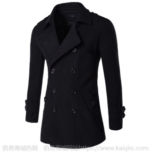 秋冬新品 韩版 男款休闲纯色尼大衣9280-105