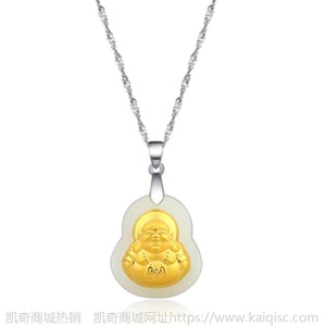925银项链锁骨链999金镶玉18K金佛观音吊坠简约银套链银项链女