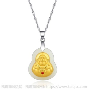 925银项链锁骨链999金镶玉18K金佛观音吊坠简约银套链银项链女