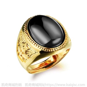 香港珠宝黄金戒指厚金男士金镶玉大扳指绿翡翠玉石男款9999