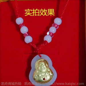 925银项链锁骨链999金镶玉18K金佛观音吊坠简约银套链银项链女