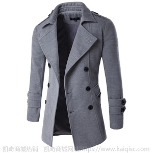 秋冬新品 韩版 男款休闲纯色尼大衣9280-105