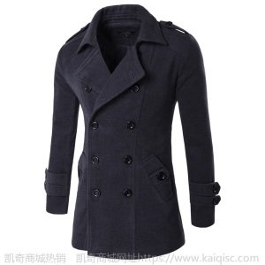 秋冬新品 韩版 男款休闲纯色尼大衣9280-105