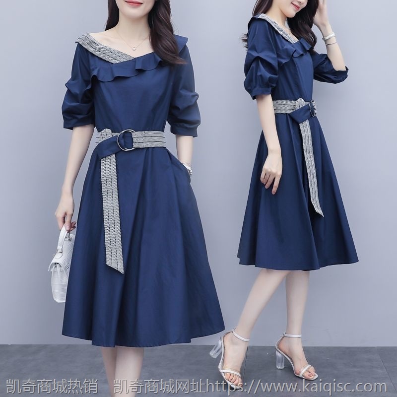 胖mm法式洋气连衣裙2021夏季大码女装胖妹妹新款遮肚子显瘦淑女裙