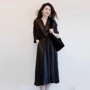 大码女装2021夏季新款胖mm衬衫连衣裙气质减龄收腰显瘦中长裙子潮