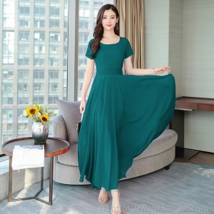 长裙夏连衣裙女2021新款气质雪纺修身沙滩裙大摆显瘦裙子超长款