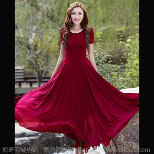 长裙夏连衣裙女2021新款气质雪纺修身沙滩裙大摆显瘦裙子超长款
