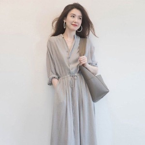 大码女装2021夏季新款胖mm衬衫连衣裙气质减龄收腰显瘦中长裙子潮