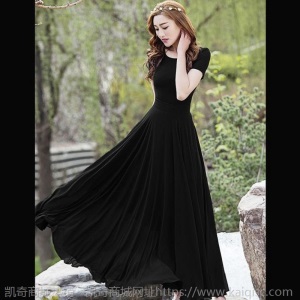 长裙夏连衣裙女2021新款气质雪纺修身沙滩裙大摆显瘦裙子超长款