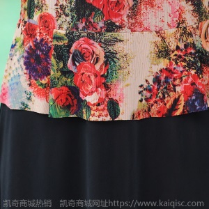 妈妈装短袖连衣裙中老年女夏季套头衫套装时尚洋气假两件旗袍裙子