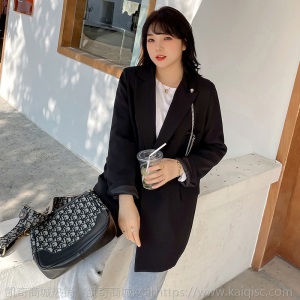 2021春季新款大码女装200斤胖mm显瘦时髦链条翻领西服外套130151