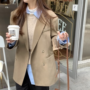 黄峥设计感垫肩西装外套女2021春季韩版气质宽松显瘦西服WT79953