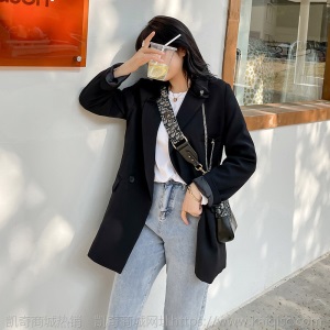 2021春季新款大码女装200斤胖mm显瘦时髦链条翻领西服外套130151