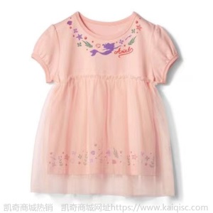 春夏女童短袖连衣裙纯棉网纱公主裙夏季淑裙可爱裙子圆领半袖