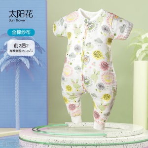 棉布树婴儿睡袋夏薄款卡通纯棉宝宝纱布睡袋分腿儿童空调房防踢被
