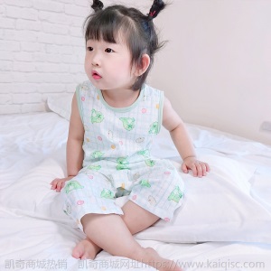 婴儿短袖睡袋宝宝春夏季薄款纯棉幼儿童空调房分腿防踢被四季通用