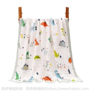 6层纱布婴儿浴巾110*110纯棉宽边ins风儿童纱布浴巾六层水洗童被