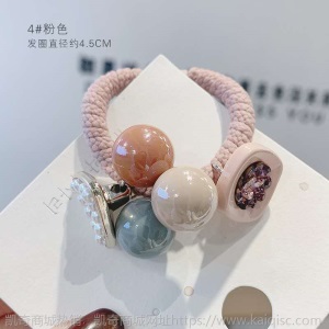 韩版头绳女渐变色钻石绒发圈可爱珍珠皮筋钻盘发绳10元店货源义乌