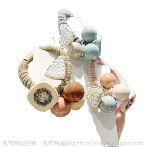 韩版头绳女渐变色钻石绒发圈可爱珍珠皮筋钻盘发绳10元店货源义乌