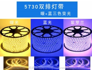 led灯带5730户外防水三色变光2835双排三排工程亮化七彩高压灯带