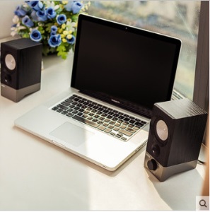 漫步者（EDIFIER）R19U 木质纯音2.0迷你桌面音响 电脑音箱 黑色