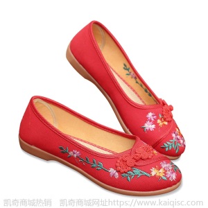 老北京布鞋女单鞋盘花扣绣花舒适防滑耐磨透气一脚蹬妈妈鞋批发