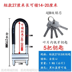 玻璃门锁U型锁商铺门插锁双门防盗锁具家用加长U形锁电动摩托车锁
