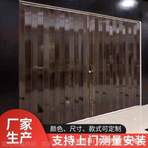 厂家直销免打孔无下轨PVC折叠推拉门商铺折叠门通燃气验收临时门
