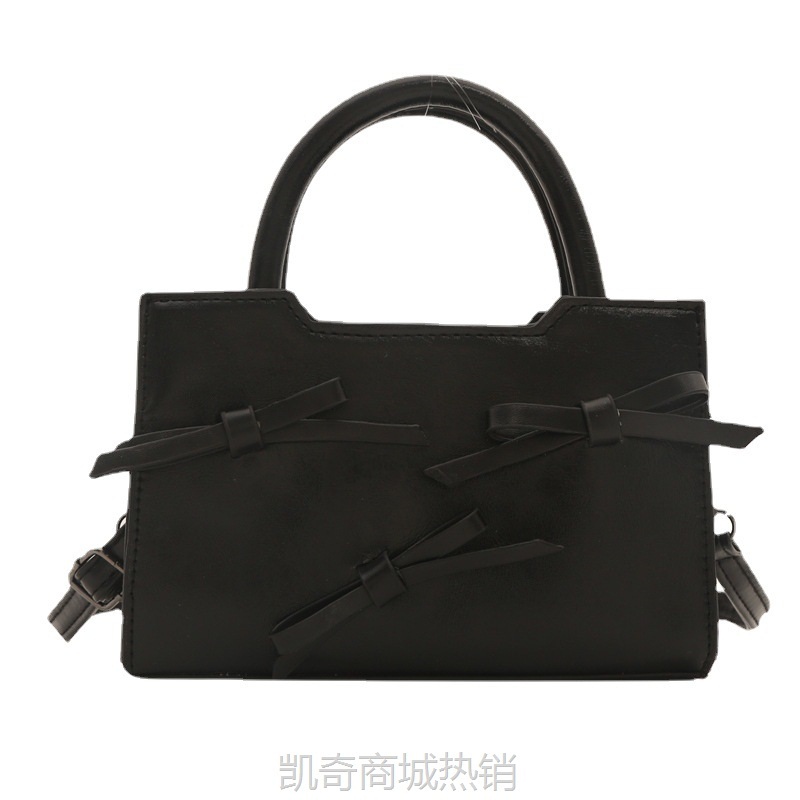 质感蝴蝶结包女春季新款女士单肩斜挎包洋气撞色小方包