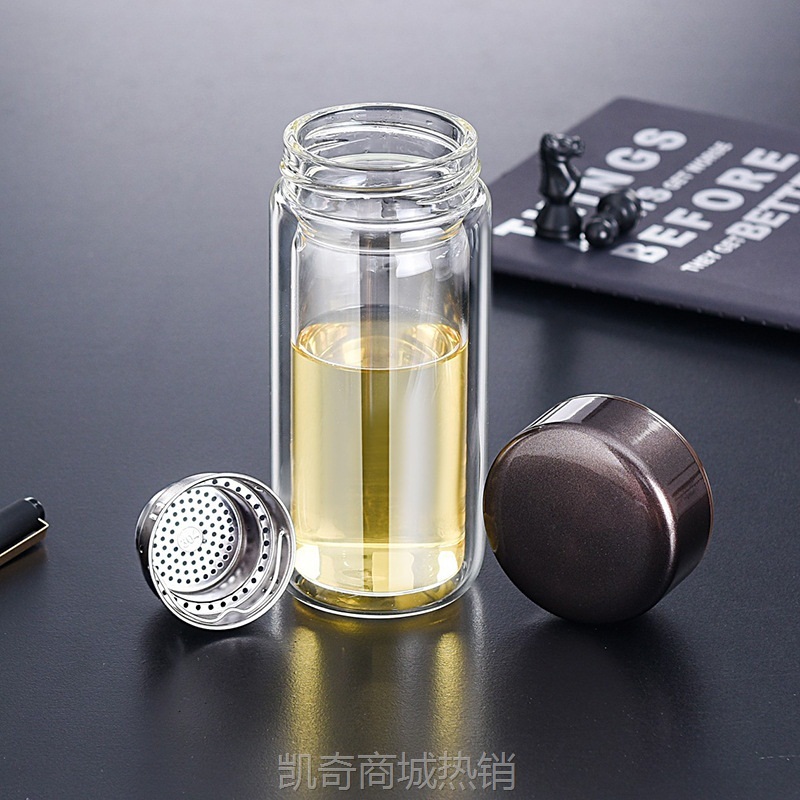 双层加厚玻璃杯女士创意时尚水杯泡茶花茶杯子礼品杯印字logo批发