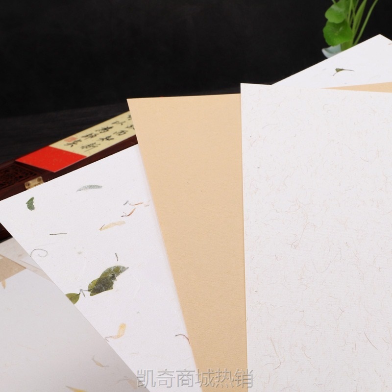 书法作品纸加厚半生熟云龙皮纸本色仿古空白麻纸花草纸宣纸卡纸