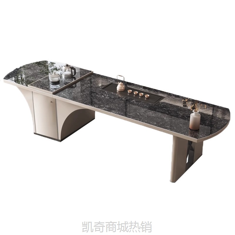 轻奢高端大板茶桌家用别墅客厅现代简约大户型高级感奢石岩板茶台