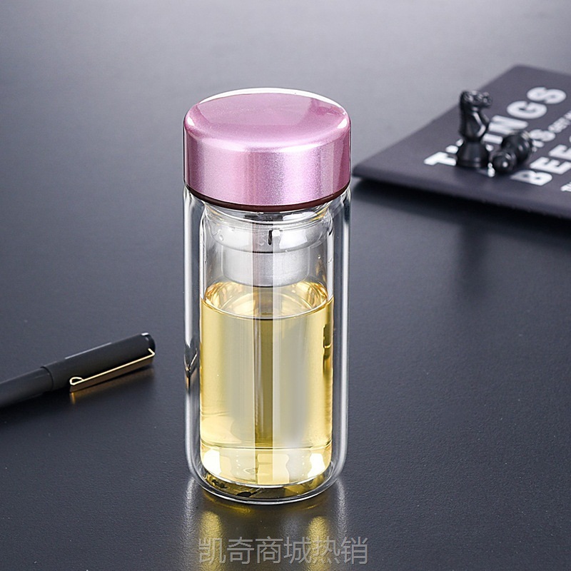 双层加厚玻璃杯女士创意时尚水杯泡茶花茶杯子礼品杯印字logo批发
