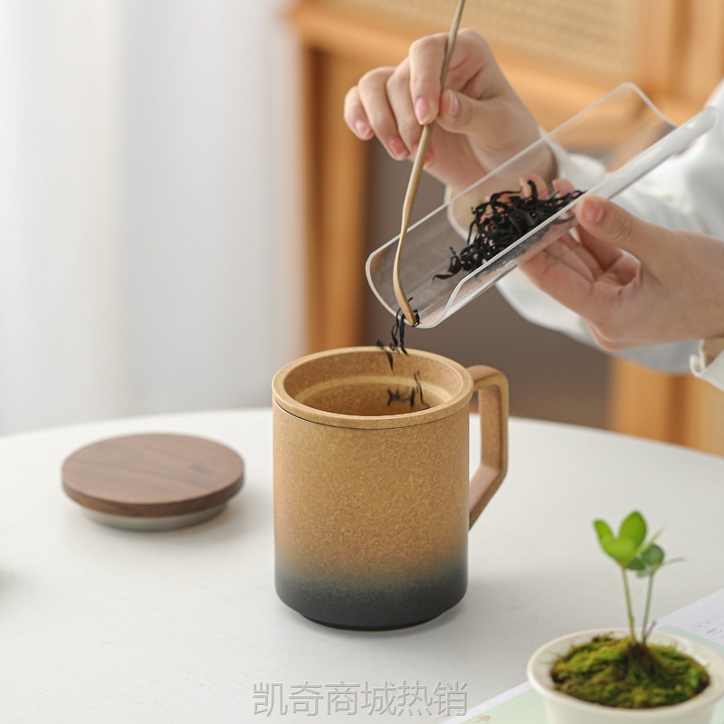 知行陶瓷泡茶马克杯带盖过滤水杯女男办公室茶水分离杯子礼品logo