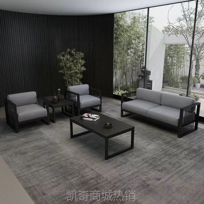 新中式办公沙发茶几组合办公室禅意国风商务接待会客洽谈沙发