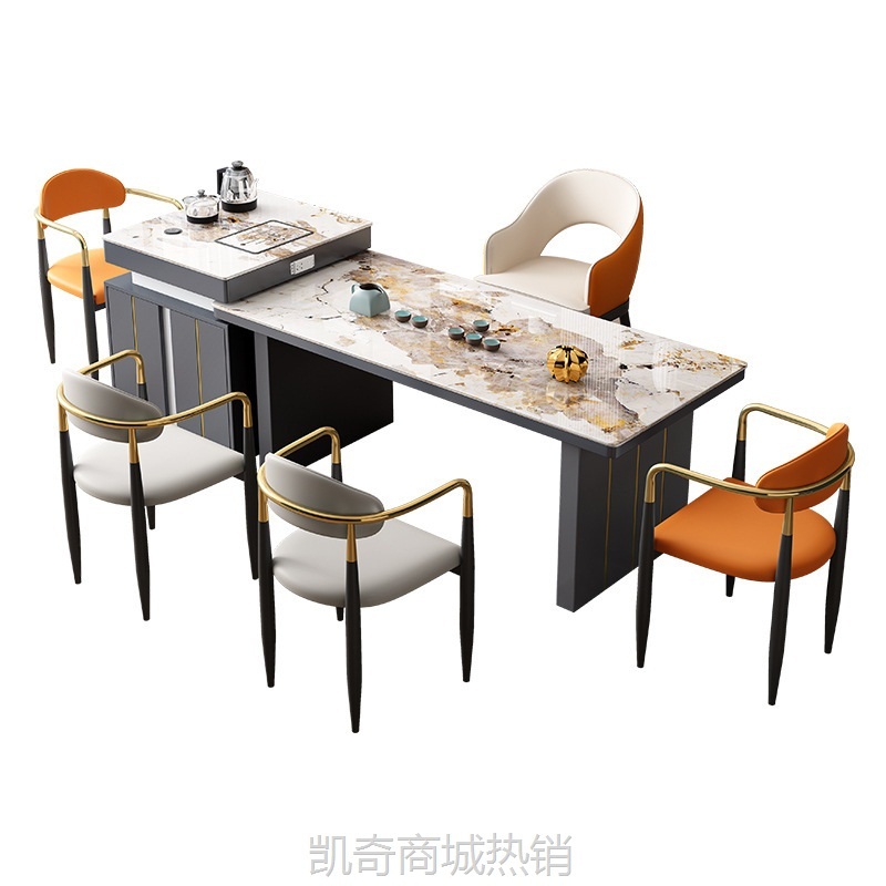 岩板茶桌椅组合办公室茶几岛台茶台烧水壶一体两用客厅家用泡茶桌