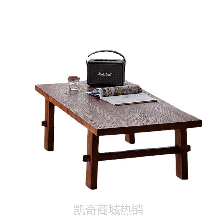 新中式老榆木茶桌家用实木茶台榻榻米小桌矮桌客厅阳台原木小茶几