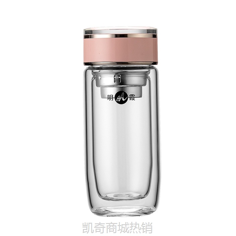 明霞玻璃杯新款高颜值鹅蛋杯便携双层高硼硅耐热水杯礼品杯花茶杯