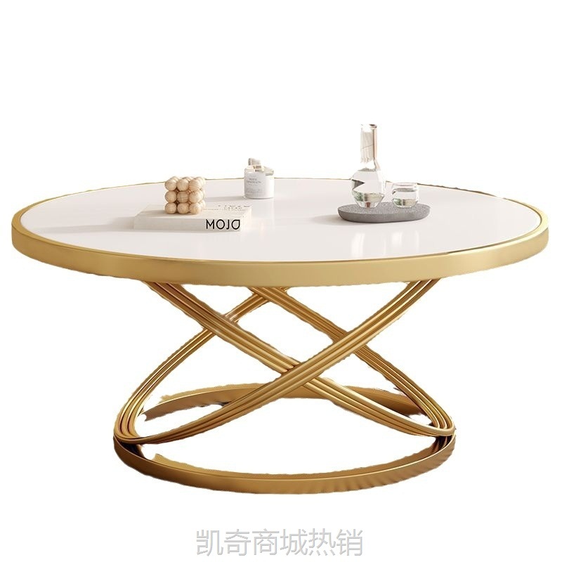 茶几客厅2023新款家用小户型简约现代圆形极简轻奢岩板阳台小茶台